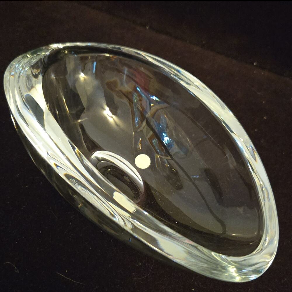 Steuben Glass Ted Muehling Convex Seed Pod Bowl Clear Crystal Signed New In Box - Picture 2 of 4